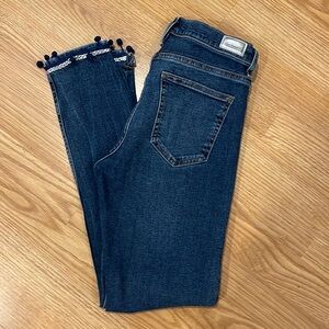 Zara basic denim with Pom Pom fringe